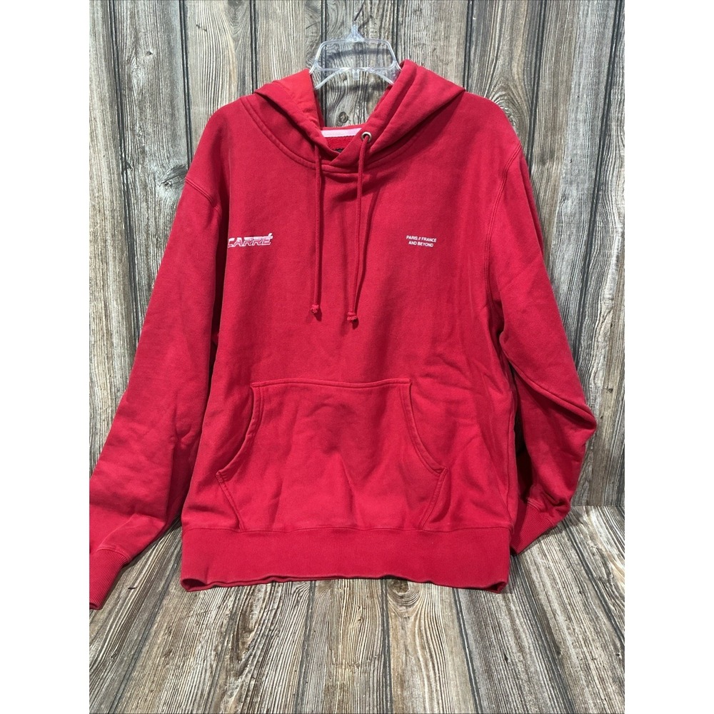 CARRE Designer Sweatshirt Paris France And Beyond Mens Hoodie Red Large
